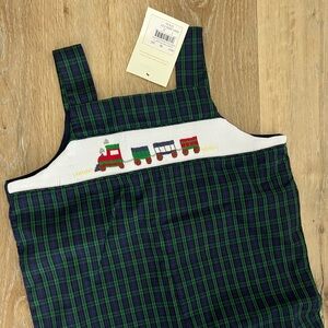 TBBC Smocked Christmas Train Plaid Longall